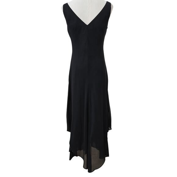 Vtg Y2K Whimsigoth Dark Fairy Semi-sheer Black Beaded Handkerchief Hem Dress 4 - Picture 6 of 11